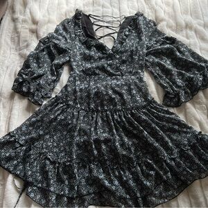 F21 Floral Lace-Up Dress